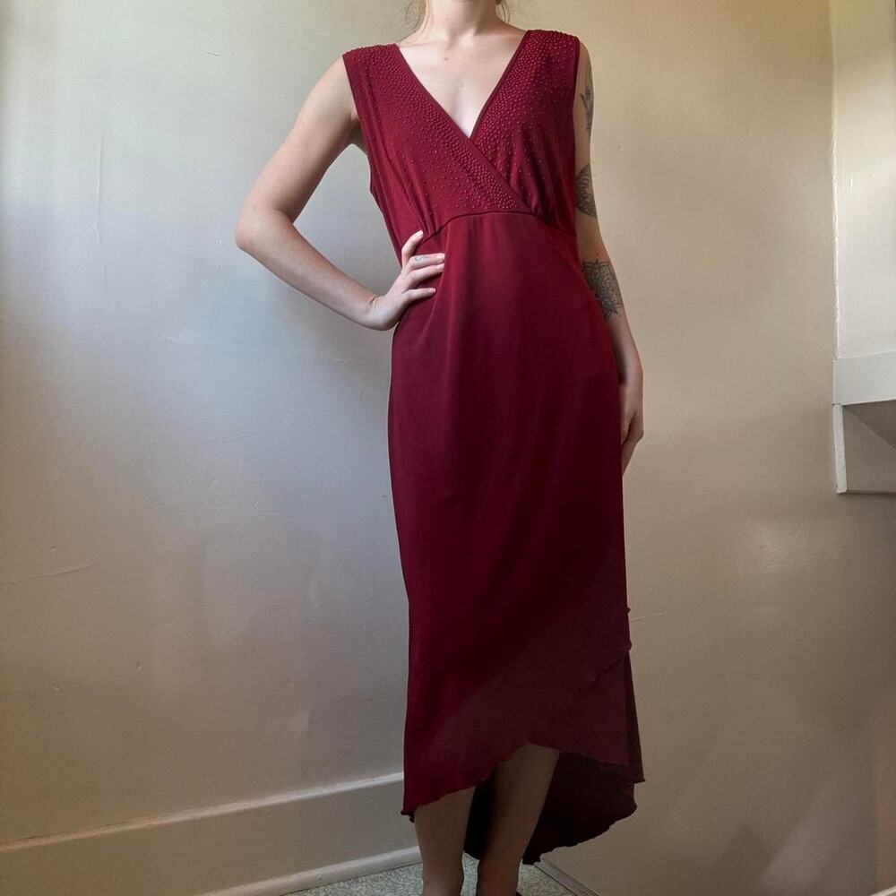 Vintage Fashion Bug Red Y2K Beaded Dress Medium Festive